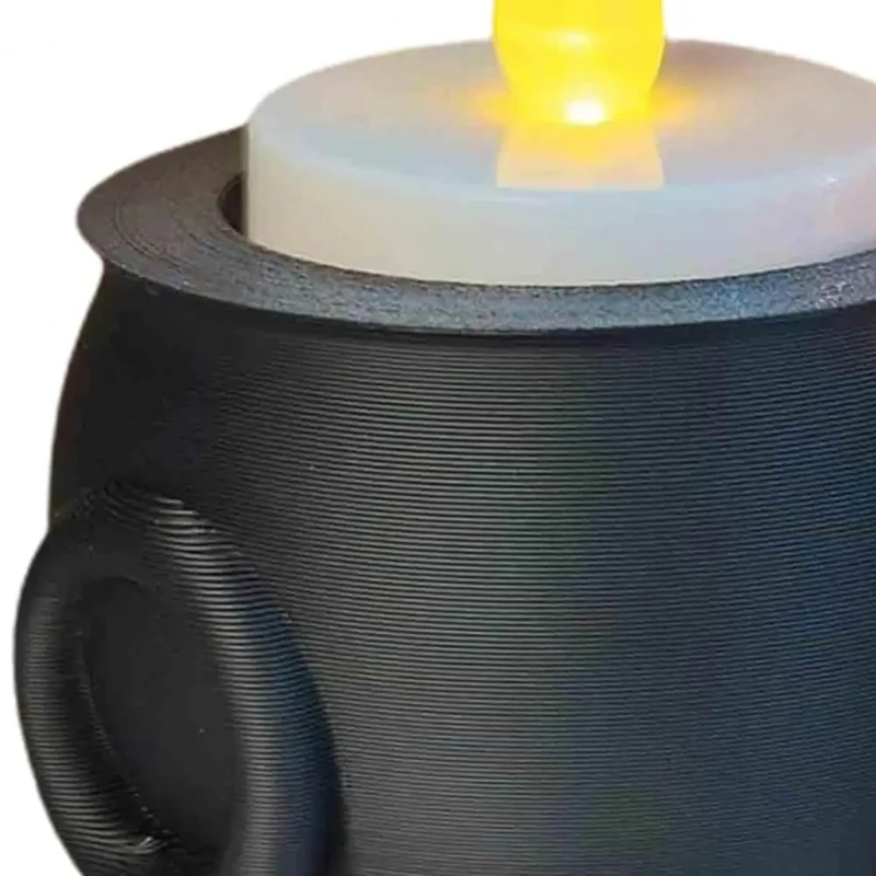 Cauldron Tea Light Holder Halloween Spooky 3D Printed Black Witch Jar Candle Holder Festival Partys Desktop Decoration