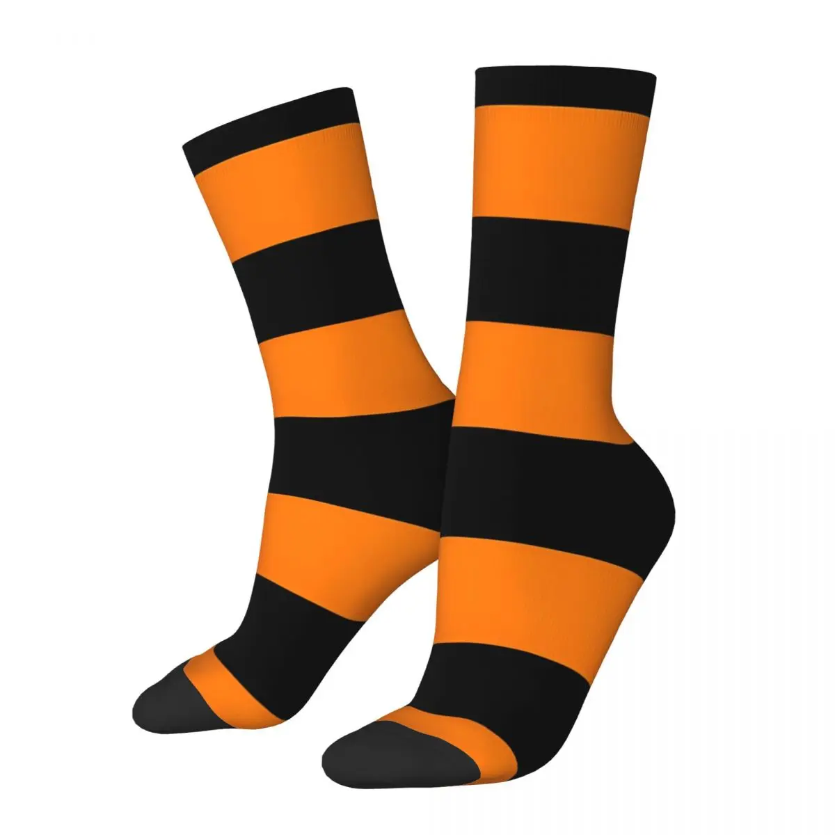 Cool Two Tone Orange Black Pattern Sports Socks Witch Halloween Polyester Middle Tube Socks for Unisex Breathable