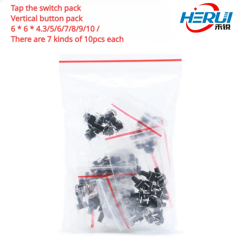 

Tap the switch pack Vertical button pack 6 * 6 * 4.3/5/6/7/8/9/10 / There are 7 kinds of 10pcs each