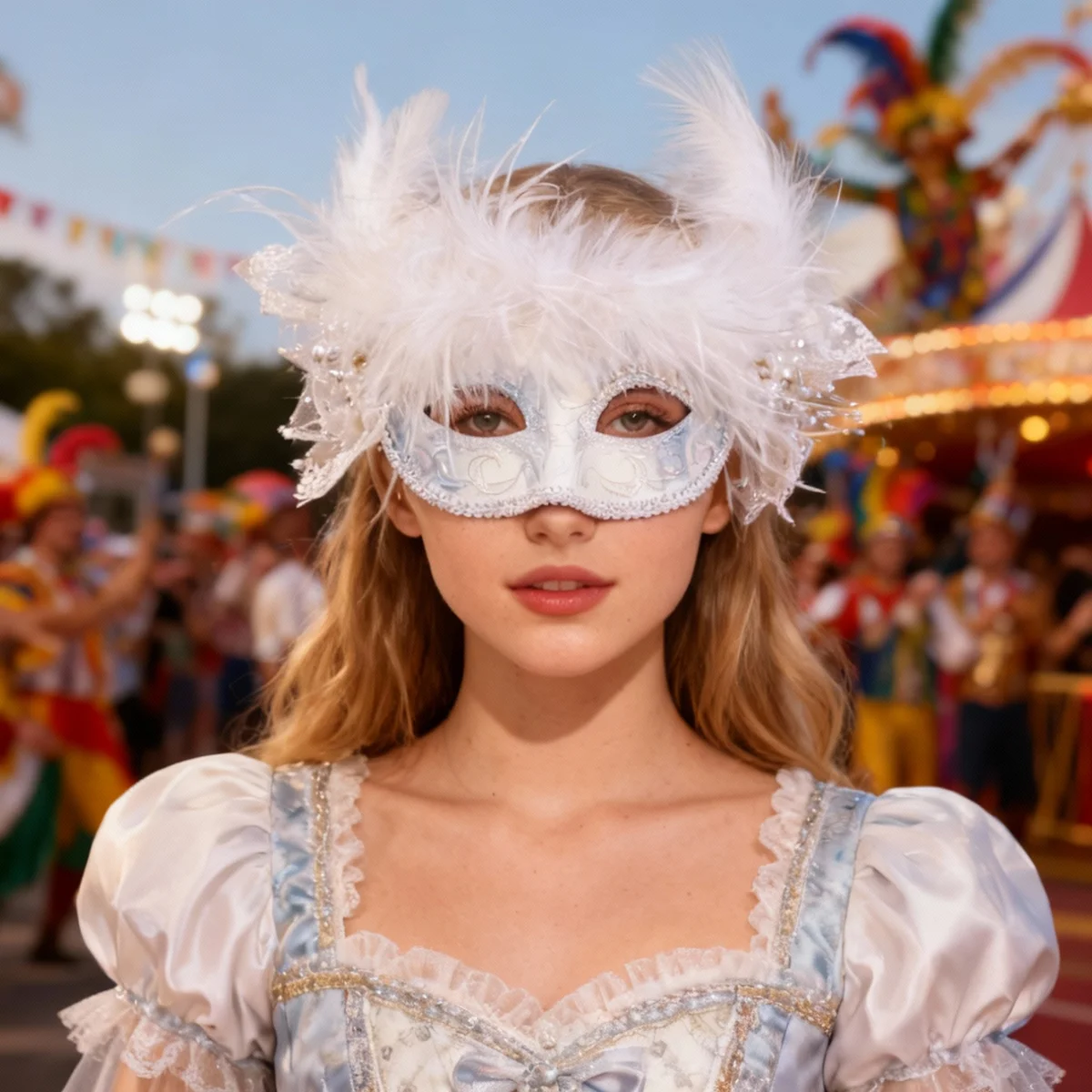Luxury White Feather Shining Mask For Women Simulated Pearls Lace Bridal Masks Carnival Party Pageants Hair Accessories