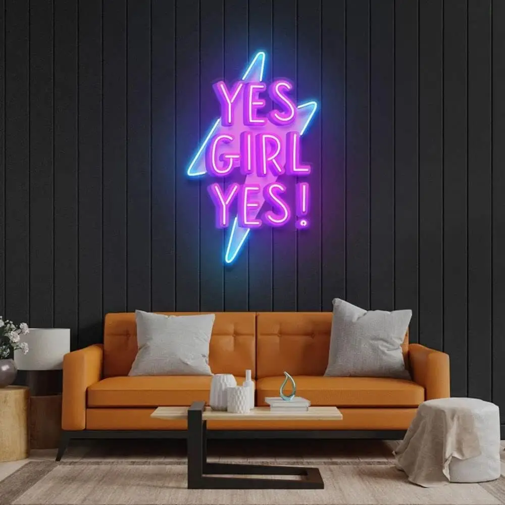 Yes Girl Yes Neon Signs For Wall Decor Personalized LED Light Up Birthday Gifts For Bedroom Birthday Valentines Party Decoration