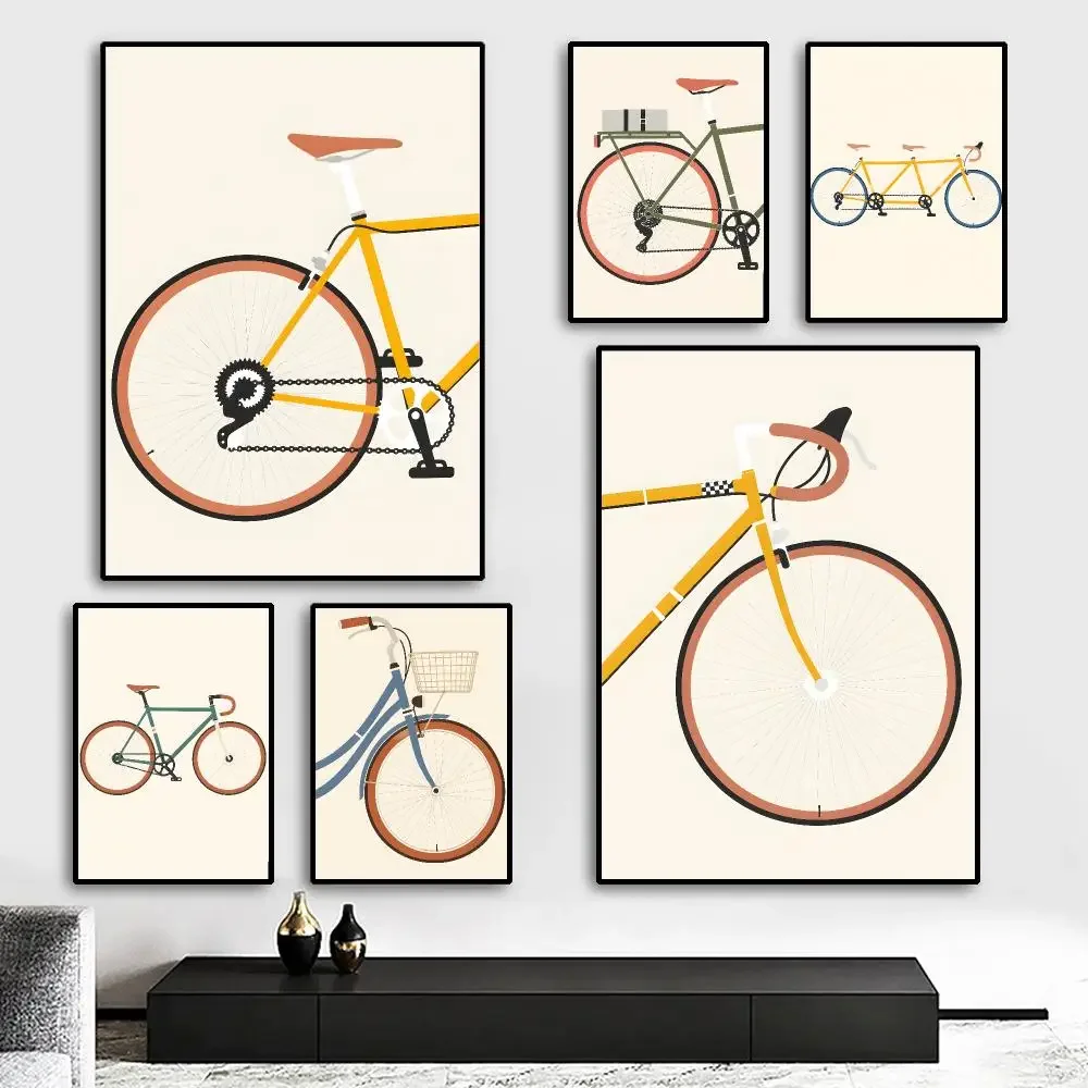 Vintage Bicycle Atlas · Urban Cycling Aesthetics Painting Calligraphy HD Canvas Poster Living Room Bedroom Bar Decoration