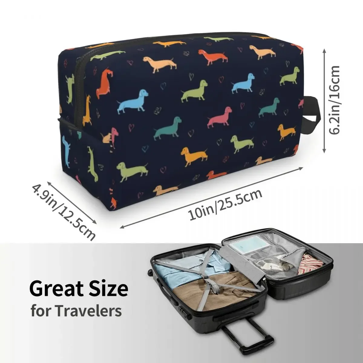 Dachshund Cosmetic Bag Women Cute Large Capacity Badger Sausage the Wiener Dog Makeup Case Beauty Storage Toiletry Bags