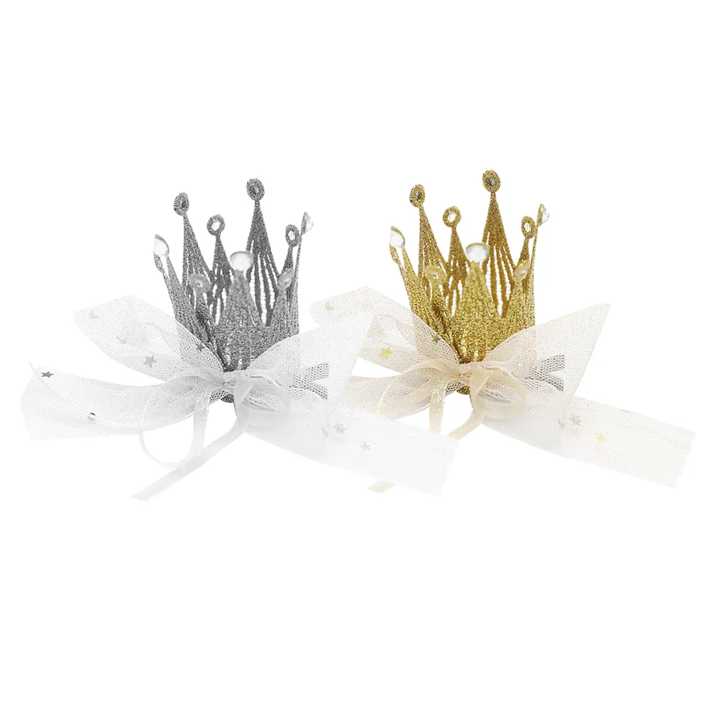 

2 PCS Lace Crown Barrette Hair Clips for Kids Baby Decorative Accessories Headwear Barrettes Side