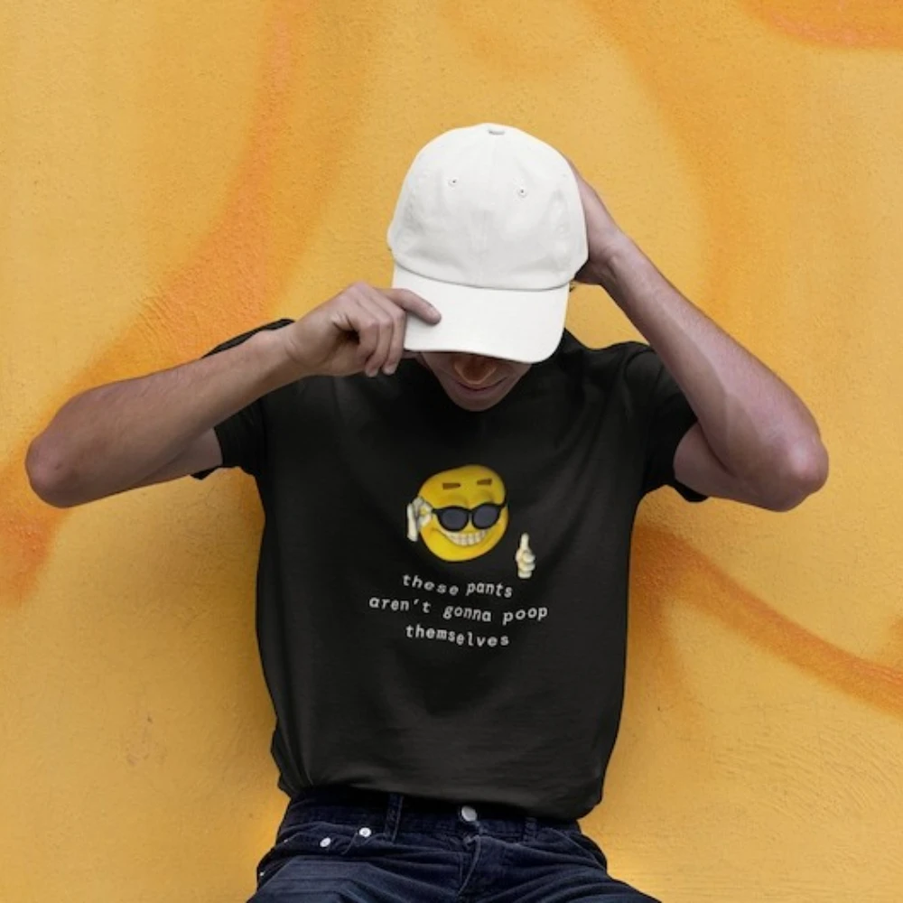 Эти брюки «Не следуйся к поему» Футболка с забавным мемом для мужчин или женщин Футболки с принтом «Weird Gen Z Emoji Humor»