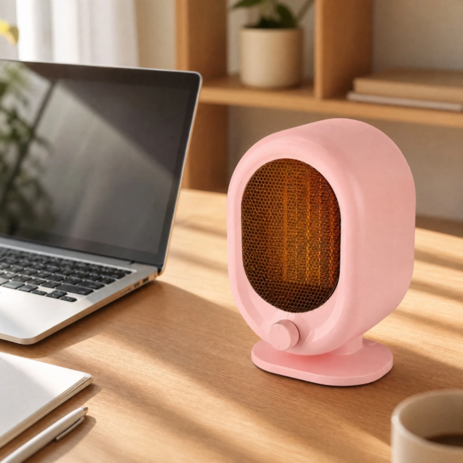 PTC Desktop Fan Heater Thermostatic Upright Desktop Heater with Base Overheat Protection Two Power Settings for Office Desk