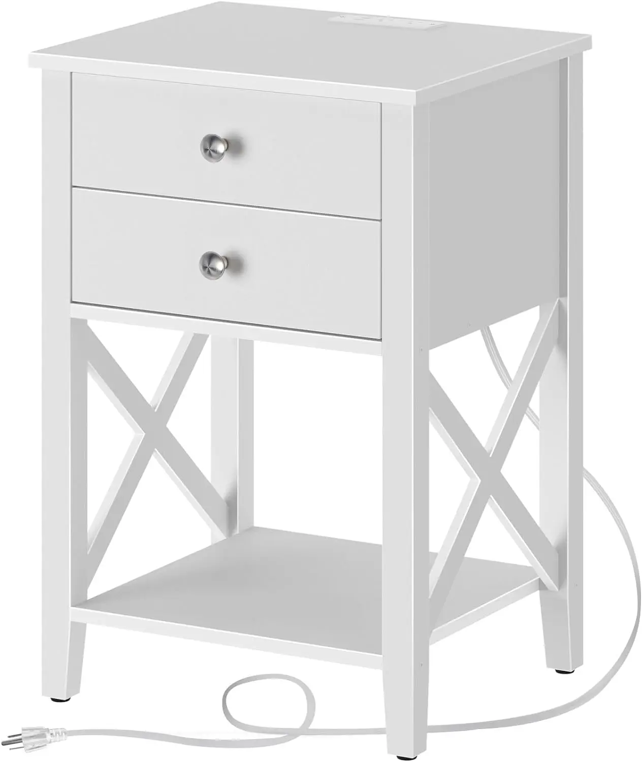 

Rolanstar Nightstand with Charging Station, Night Stand with 2 Drawers, 2 AC and USB Power Outlets, Accent Bed Side Table