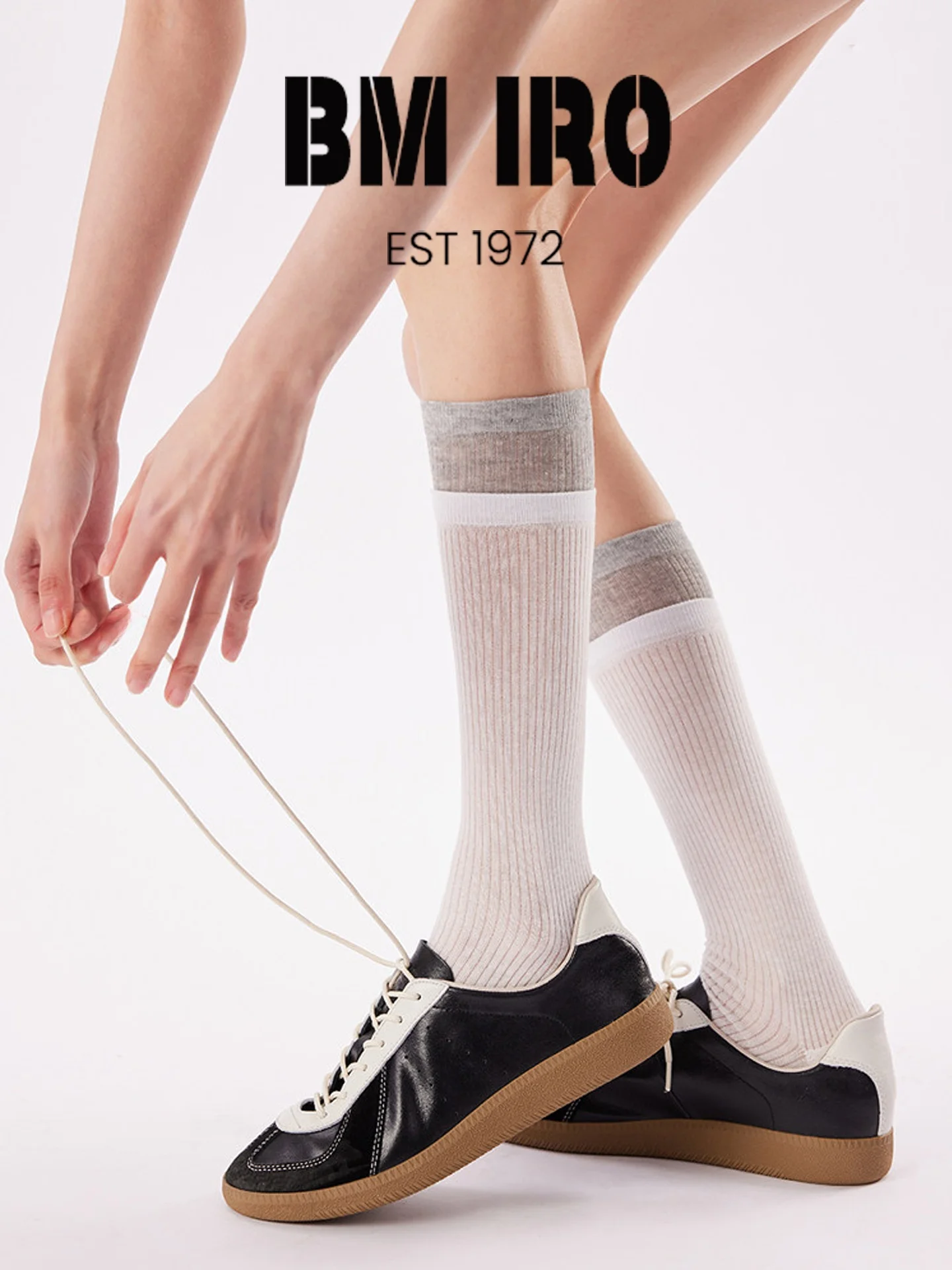 bm-iro-spliced-vertical-stripe-bulk-socks-women's-spring-autumn-thin-ballet-style-teenage-color-block-long-tube-socks