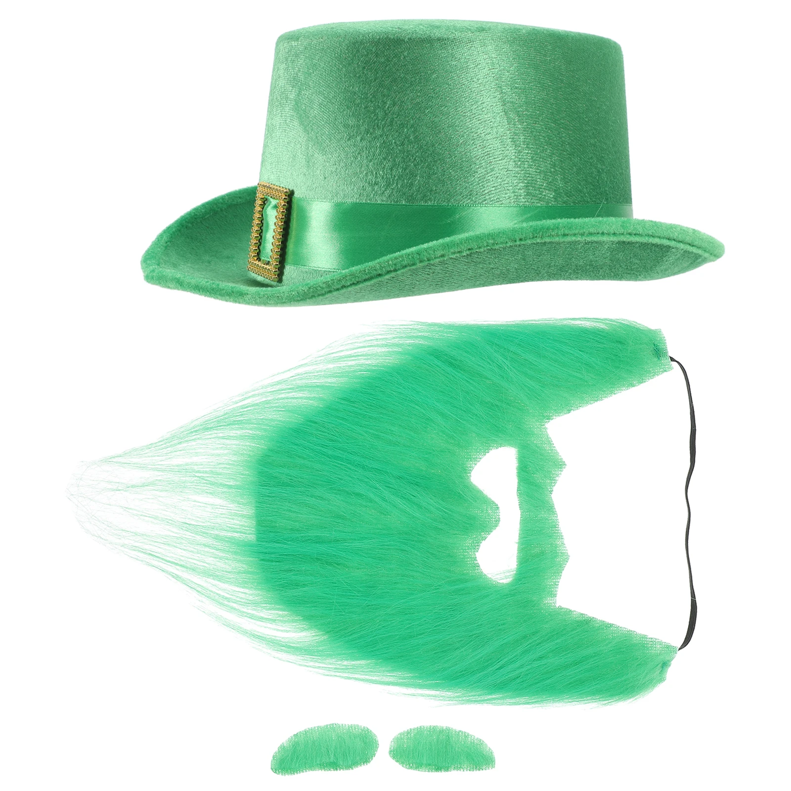 

4 Pcs Clover Hat Green Shamrock Irish Holiday Outfits Cosplay Kit Fake Moustache Costume Beard Leprechaun Top Festival