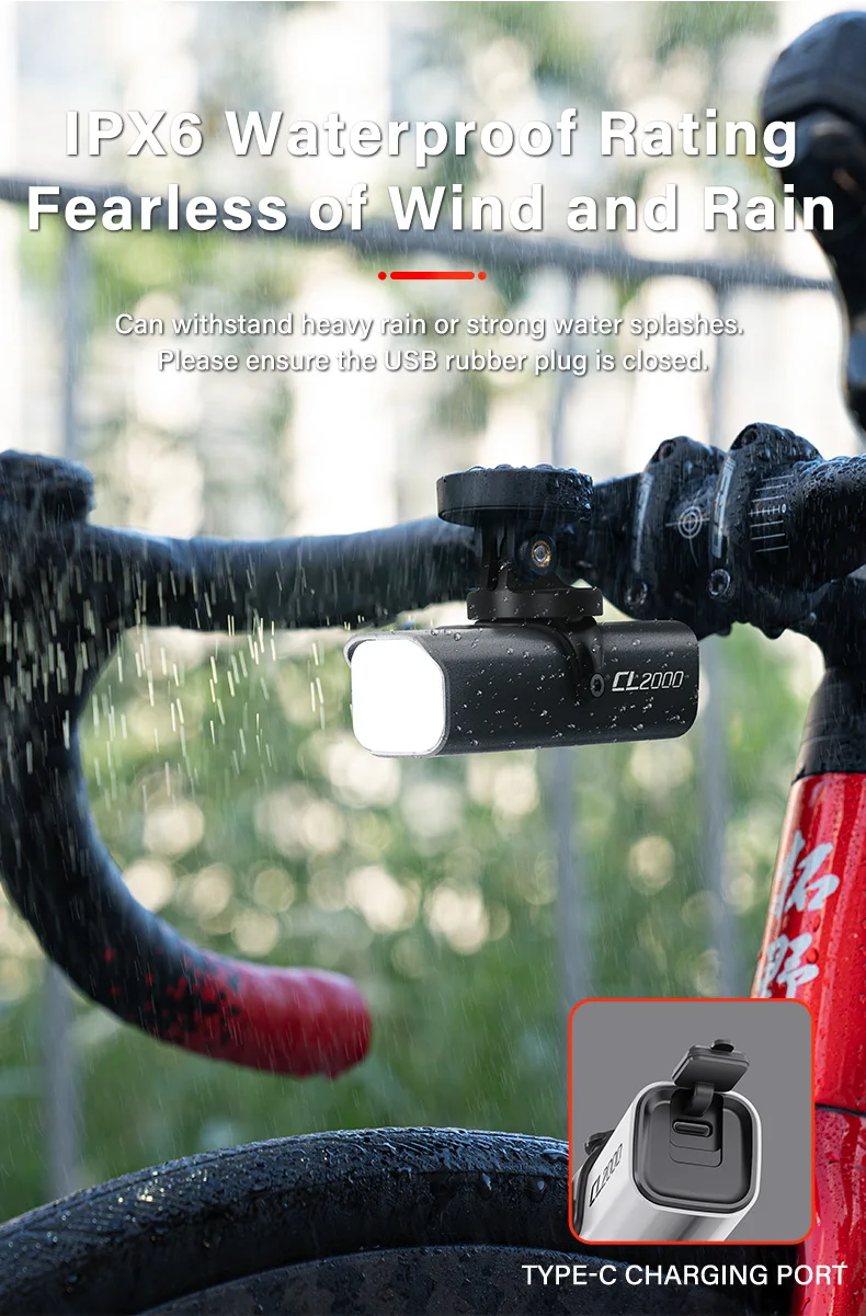 TOWILD CL2000 Bicycle Light With Cut-off Line Beam 2000LM Rechargeable 5000mAh Led Bike Front Lights IPX6 MTB Cycling Headlights