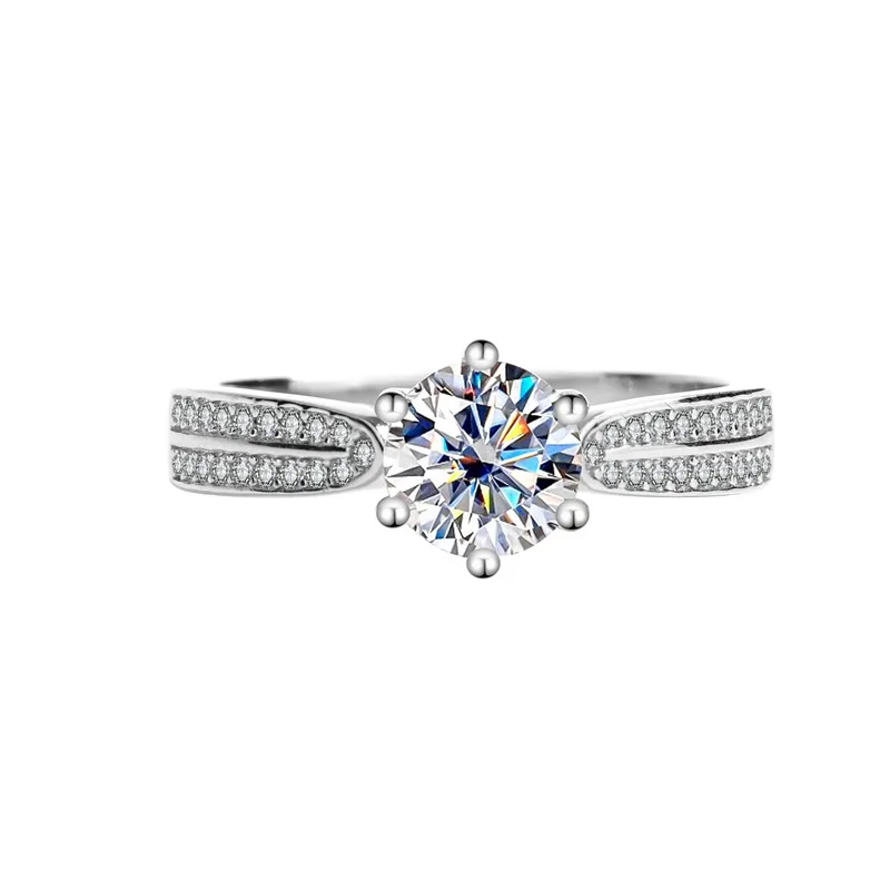 925 Sterling Silver Color Rainbow Cubic Zircon Rings For Women Wedding Lovely Engagement Proposal Ring Accessory