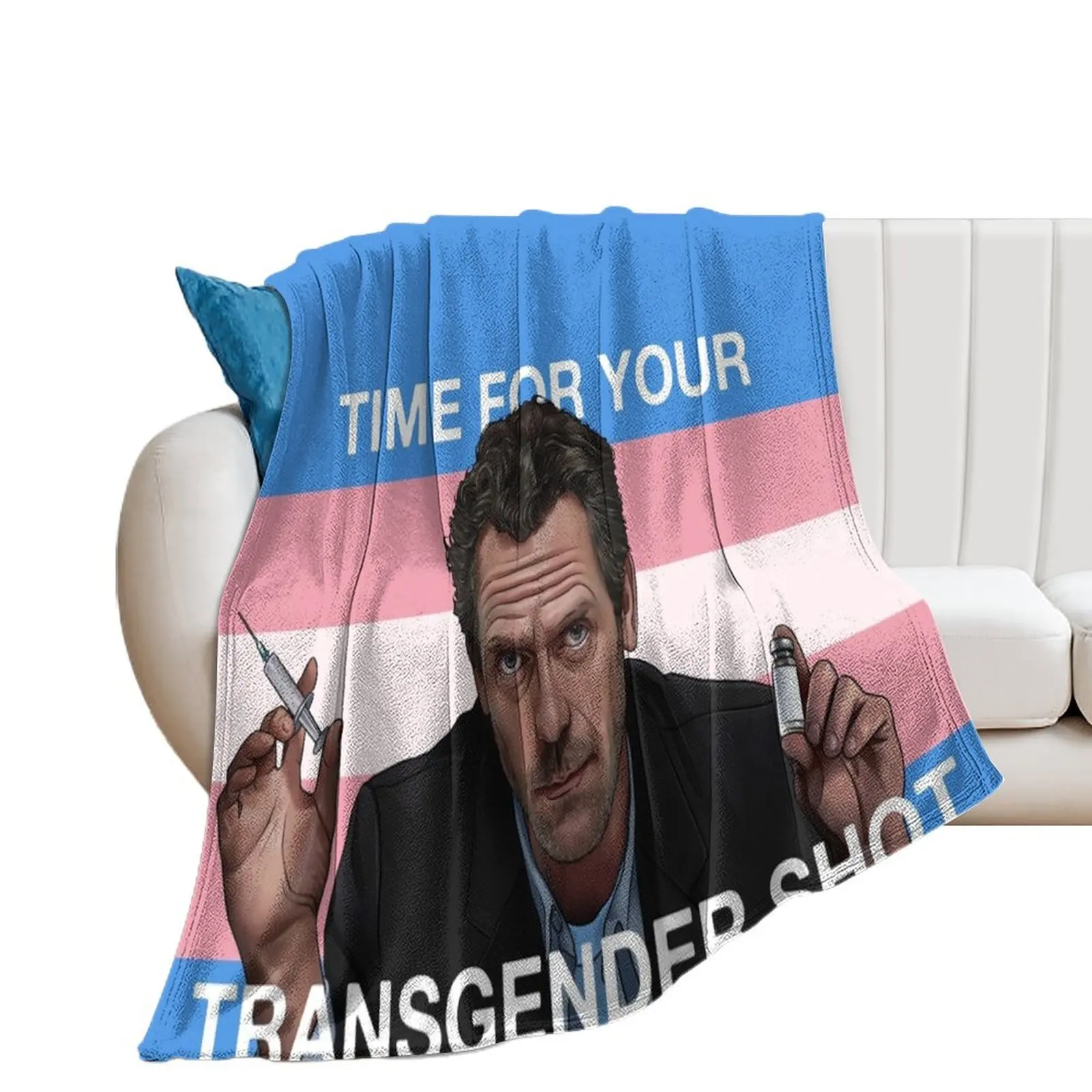 

Dr. House Trans Flag Throw Blanket anime warm for winter Blankets