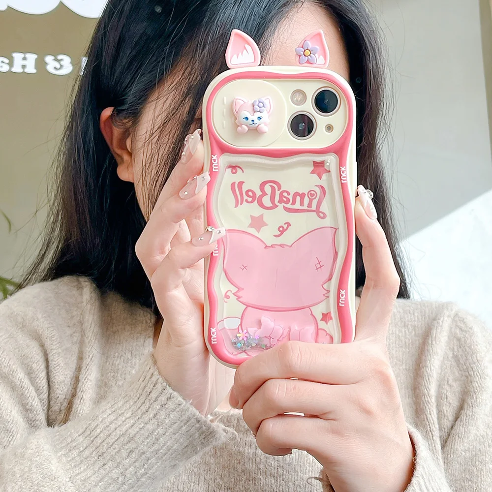 3D Disney StellaLou LinaBell Quicksand Phone Case for IPhone 15 14 13 12 11 Pro Max Plus Silicone Anti-fall Back Cover