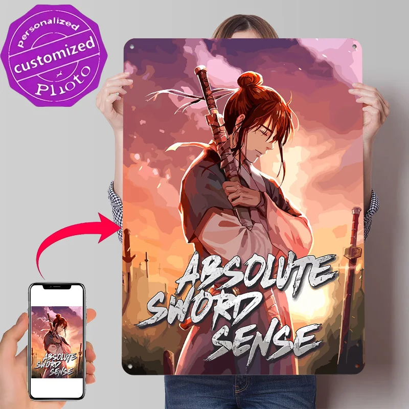 Absolute Sword Sense Personalized 3D Textured Metal Poster Wall Art Tinplate Sign for Home Decoration Gaming Custom Plate House