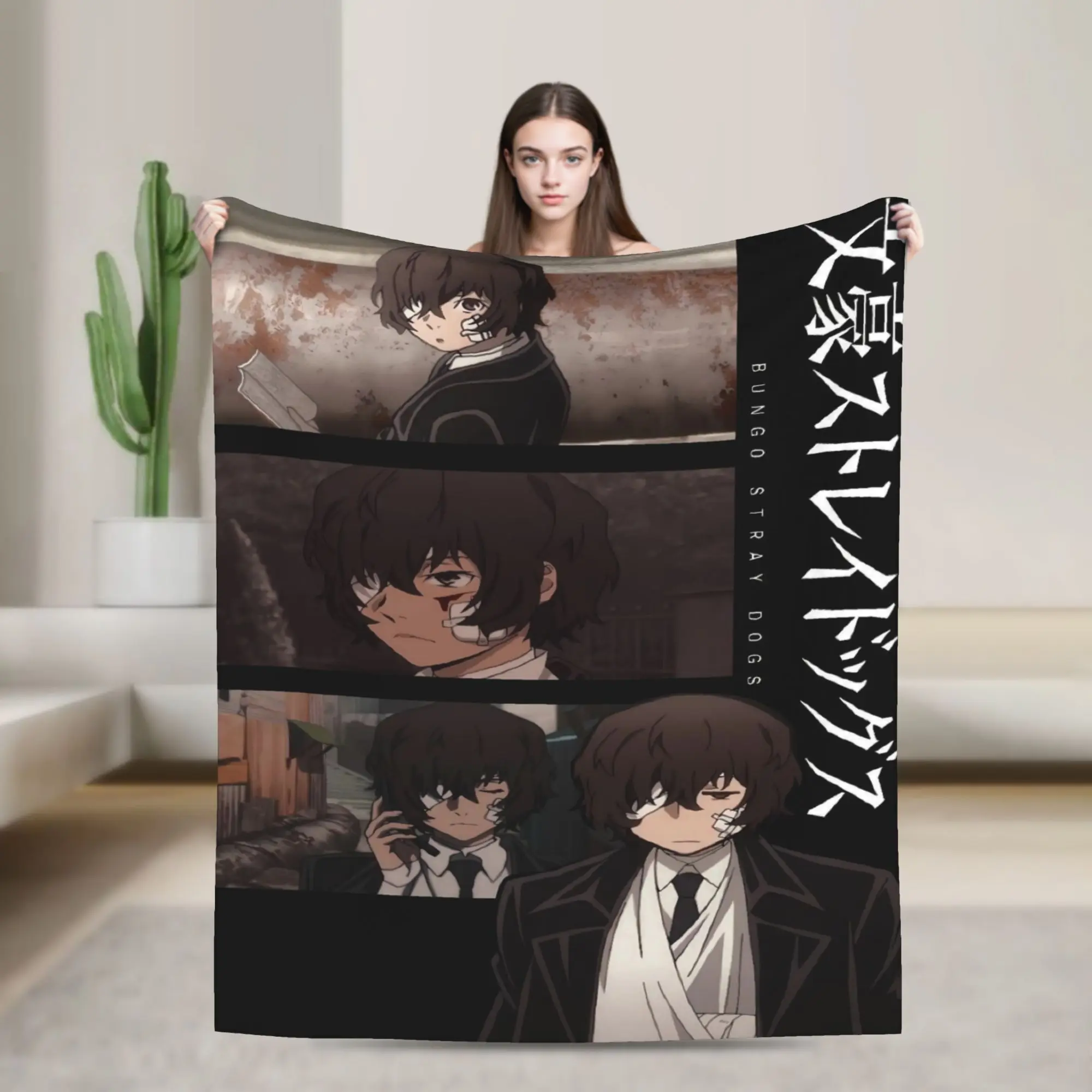 Dazai Bungo Stray Dogs Blanket  Travel Office Flannel Throw Blanket For Living Room Super Soft Custom DIY Quality Bedspread Gift