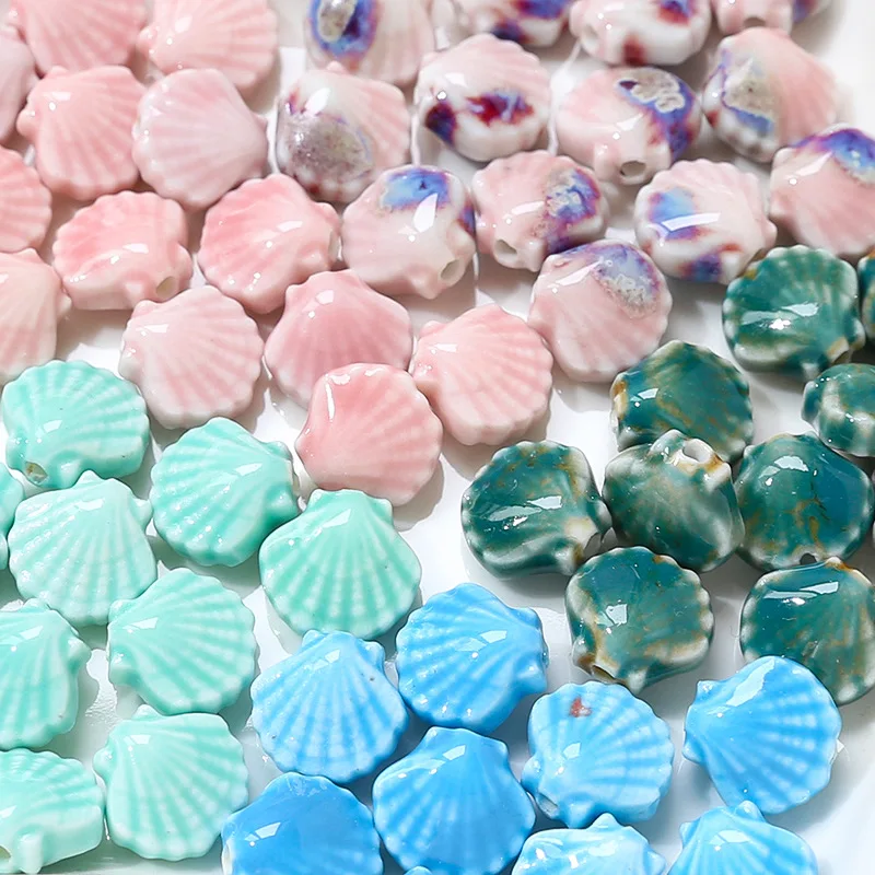 

50pcs 12mm Ceramic Dyed Shell Beads Straight Hole Loose Bead for Diy Shell Necklace Earrings Jewelry Making Crafts Findings