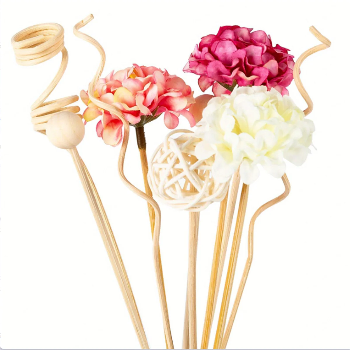 9pcs/Set Hydrangea Flower Reed Diffuser Sticks DIY Fireless Air Freshener Rattan Wicks Home Decor Fragrance Replacement Refill