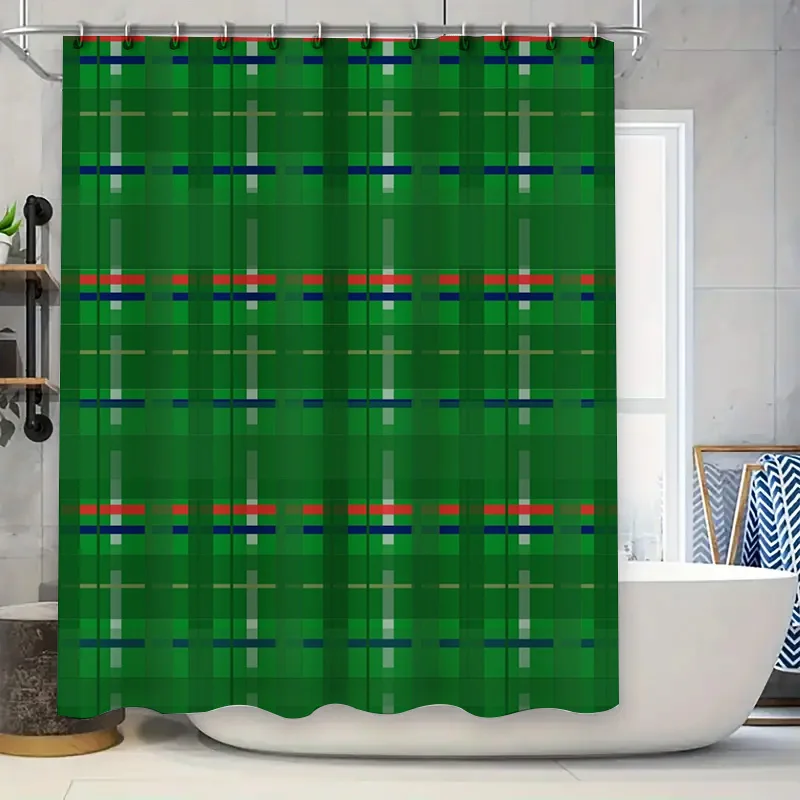 Green Tartan Shower Curtain, Creates a Cozy Spa-Like Ambiance in Your Bathroom, Waterproof and Durable