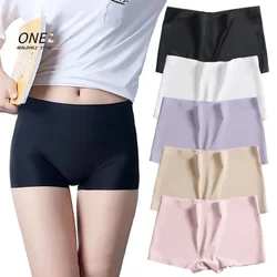 Large White Underwear Women's Ice Silk Traceless Summer Thin Cotton Crotch Without Hip Clip Four-corner Boxer Shorts Underwear