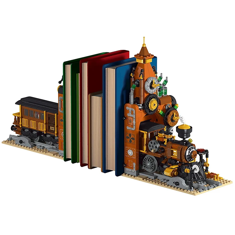 MOC 028005 Book Store modello Building Blocks treno Bookend architettura negozio casa modulare mattoni idee giocattolo regalo ragazze adolescenti ragazzi