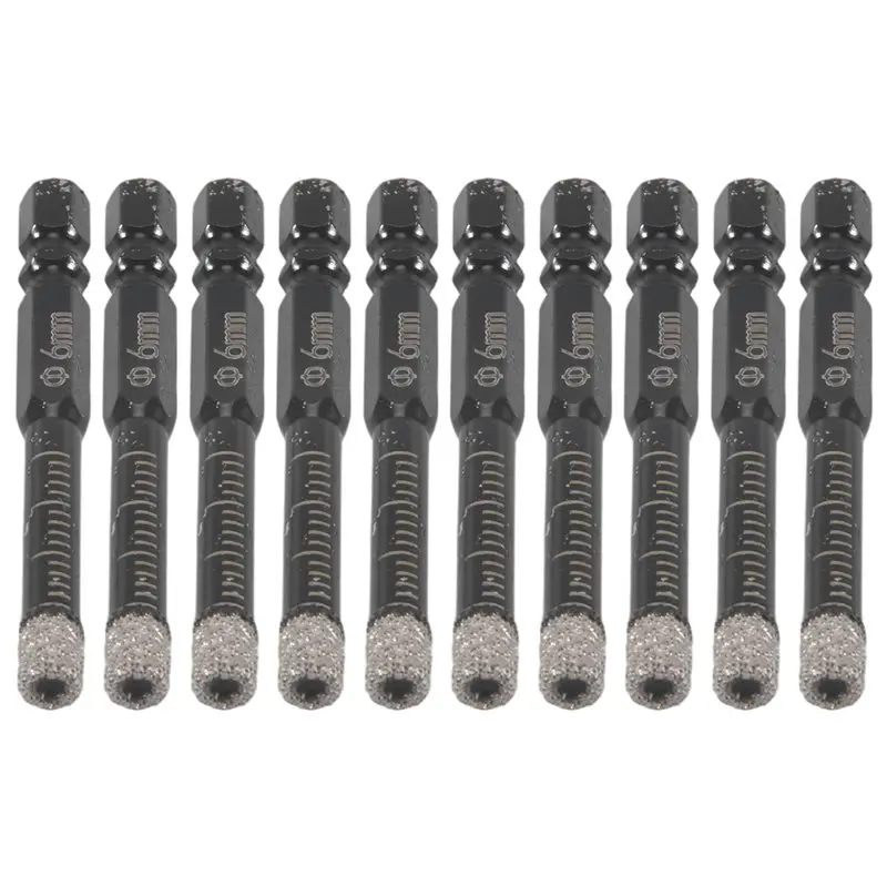 AB11-10Pcs Diamond Drill Bits,6Mm Dry Diamond Core Drill Bit Set For ,Granite,Tile,Glass,Marble,Brick,Stone Easy Install