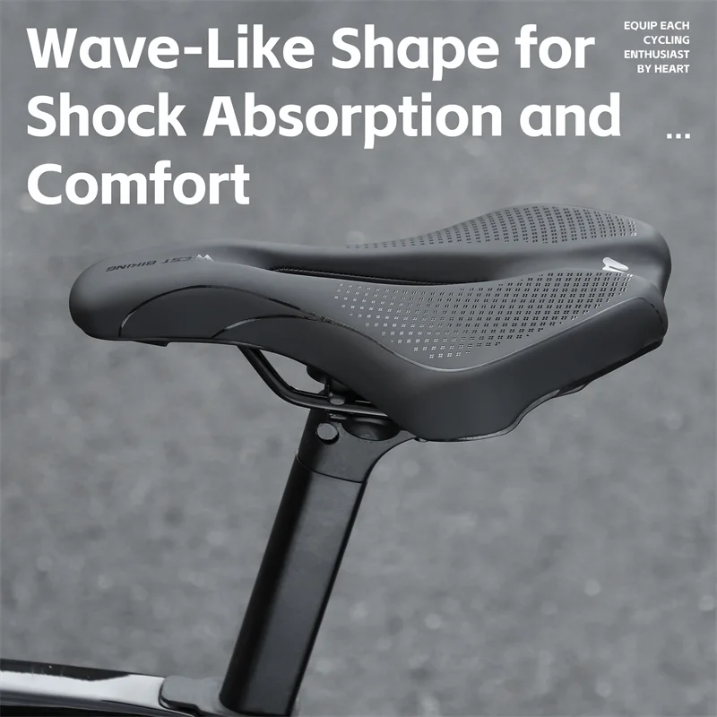 

WEST BIKING Cycling Seat PU Non-Slip Leather Racing Speed Bicycle Accessories Mountain Road Bike Saddle Breathable Shockproof