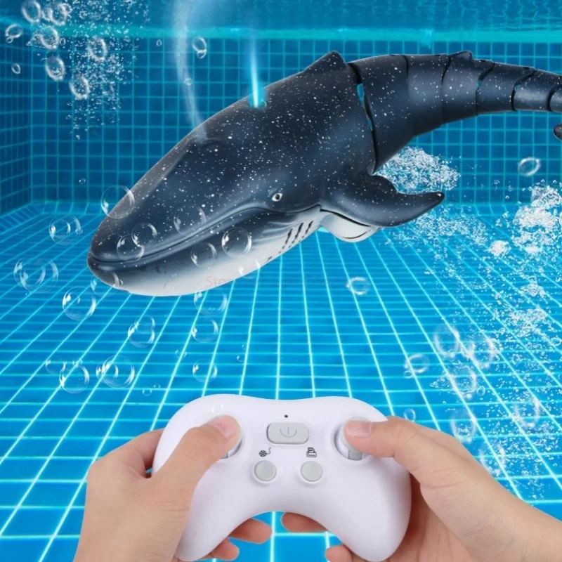 Remote Control Water Spraying Electric Shark Biomimetic Whale Swimming Toy Rc Simulation Whale Model Rechargeable Children\'s Toy