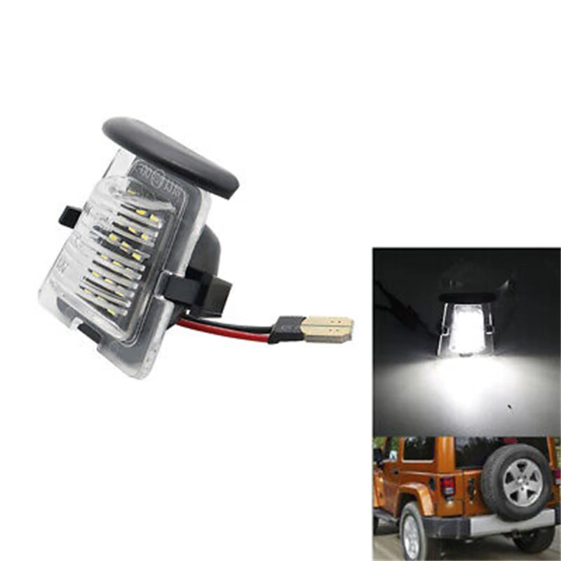 1Pcs Transparent Cover White LED License Plate Light Lamp for 2007-2018 Jeep Wrangler JK JKU Car Led Lights car accessories