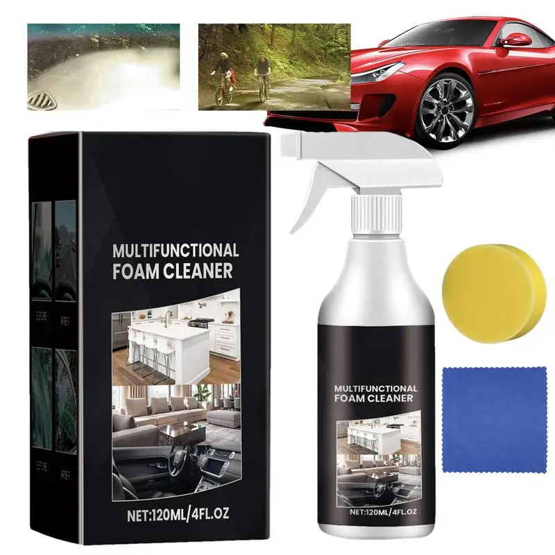 

Car Glass Oil Film Cleaner 120ml Glass Cleaner Spray Streak-Free Glass Cleaner Spray Cleaning Supplies With Sponge Cloth For