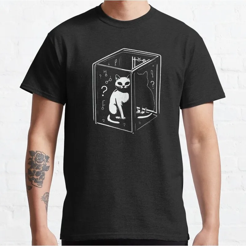 Philosophy Skully Inc Schrodinger's Cat Graphic T-Shirt Short Sleeve Quantum Physics Funny Science Casual Streetwear Unisex Tee