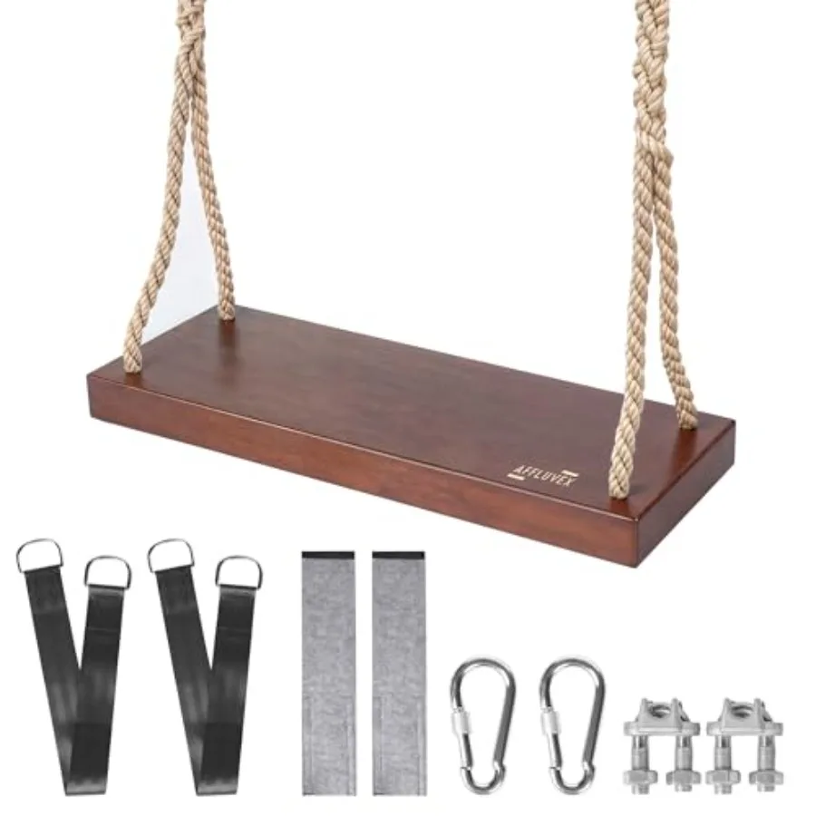 

Outdoor Wood Hanging Seat 22" x 8" x 2" Cedar Wooden Tree Swing for Adults and 440+ lb Ccity Adjustable 5-7 ft Rope Classic Hea