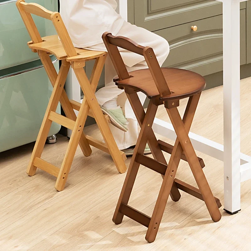 

Foldable Stool High Chair Modern Minimalist Portable Small Bench Counter Stool Household Backrest Comfortable Bar Stools