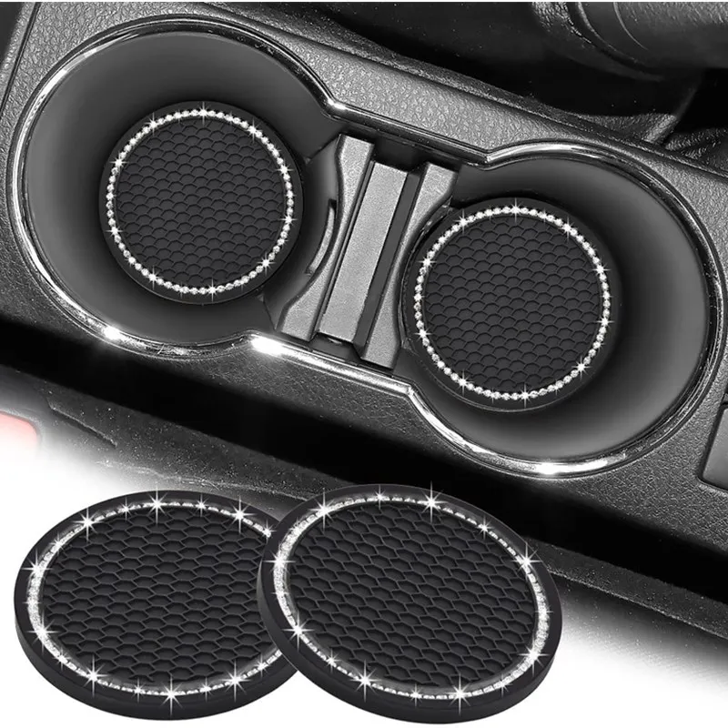 

2Pcs/set Non-slip Car Water Cup Pad Diamond Rhinestone Rubber Mat For Volkswagen VW Polo Passat Tiguan Jetta Beetle B5 B6 Golf