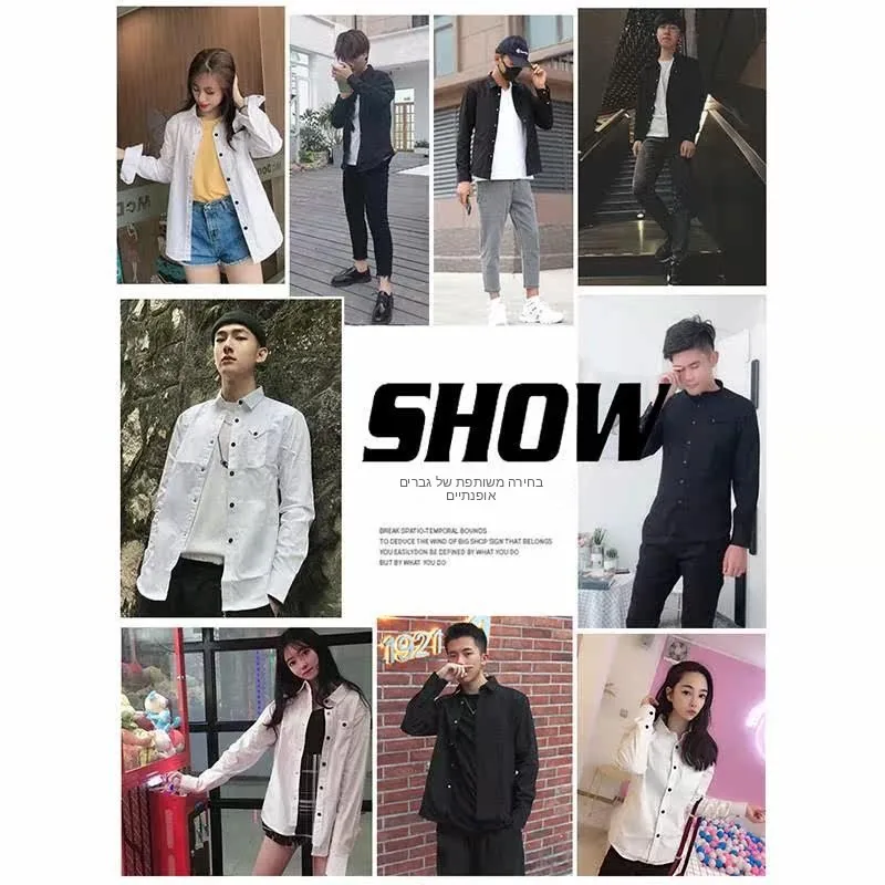 

Loose Fit Long Sleeve Black Autumn Shirt Handsome Men's PU Leather Thickened College Style Square Collar Pure Color