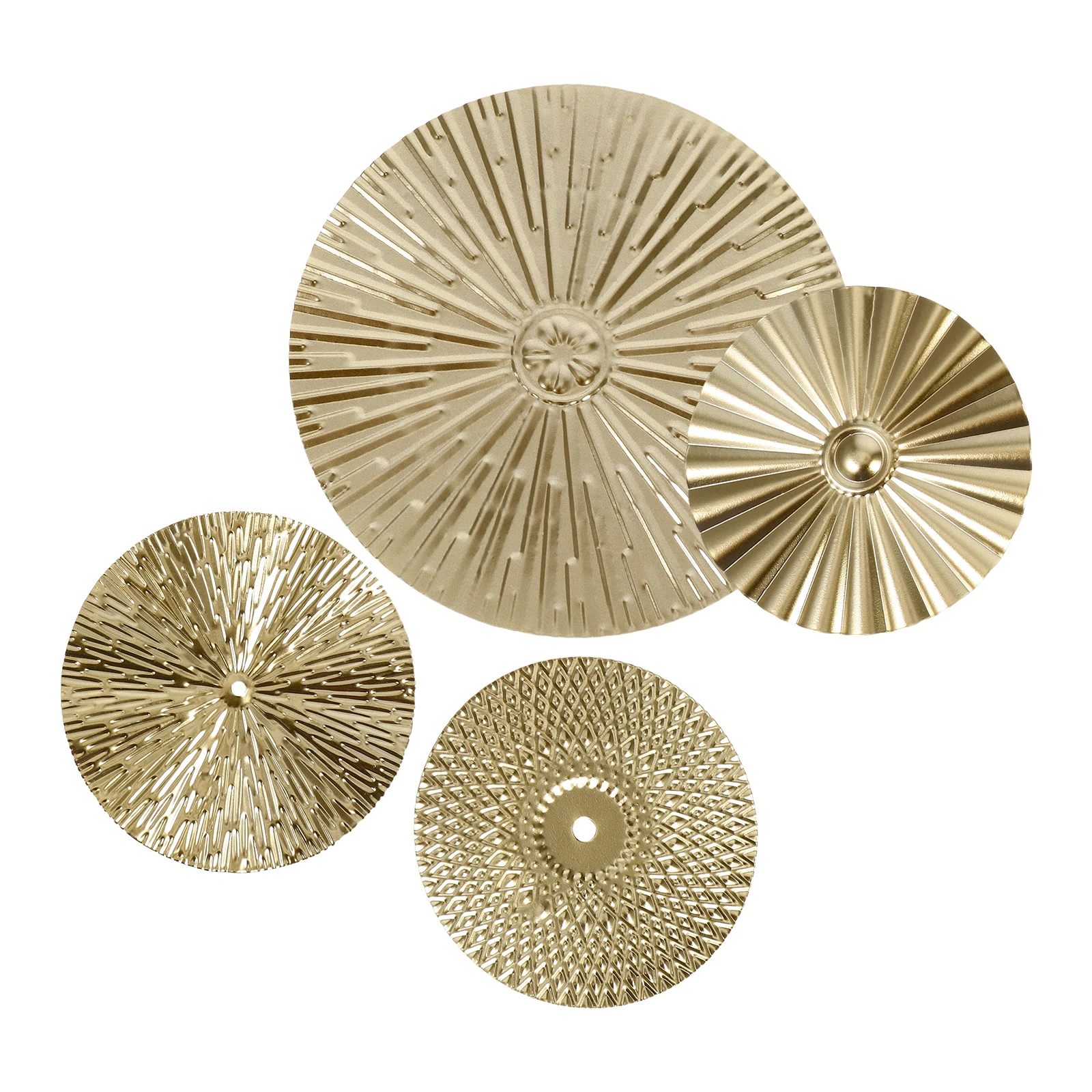 

4 Pcs Decorative Wall Hanging Metal Gold Iron Sunburst Unique Round Shape Modern Bedroom Living Room Hallway Home Furnishing