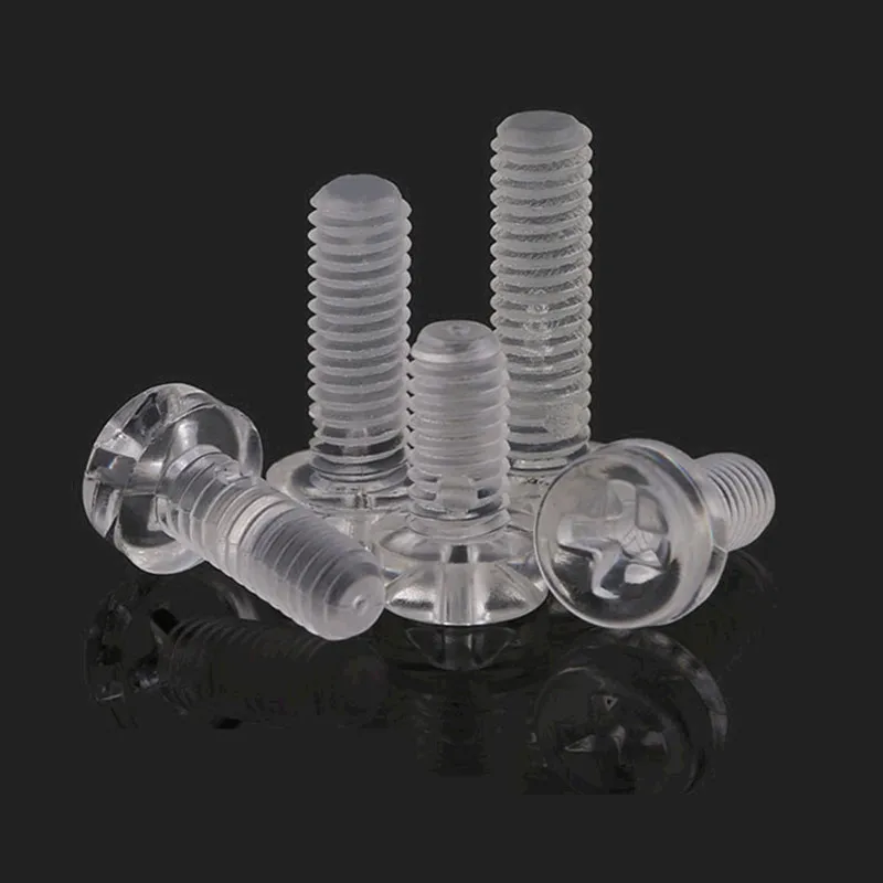 50PCS M2 M2.5 M3 M4 M5 M6 Transparent Acrylic PC Cross Round Head Nylon Screws Plastic Phillips Screw