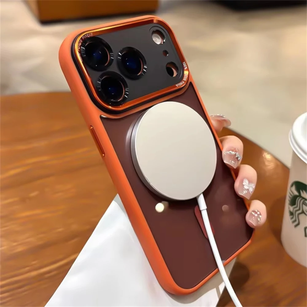 For Magsafe Translucent Metal Camera Bumper Phone Cases For iPhone 17 16 15 14 Pro Max Air Case Magnetic Shockproof Armor Cover view 3