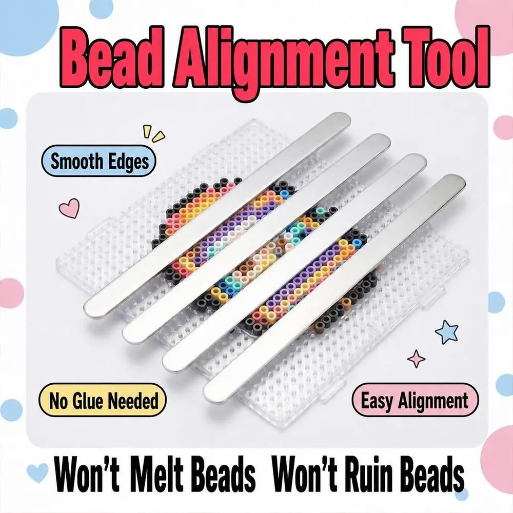 1/4PCS Stainless Steel Fuse Bead Guide Bar Polished Surface Smooth Rounded Edges Ironing Positioning Strip Reusable