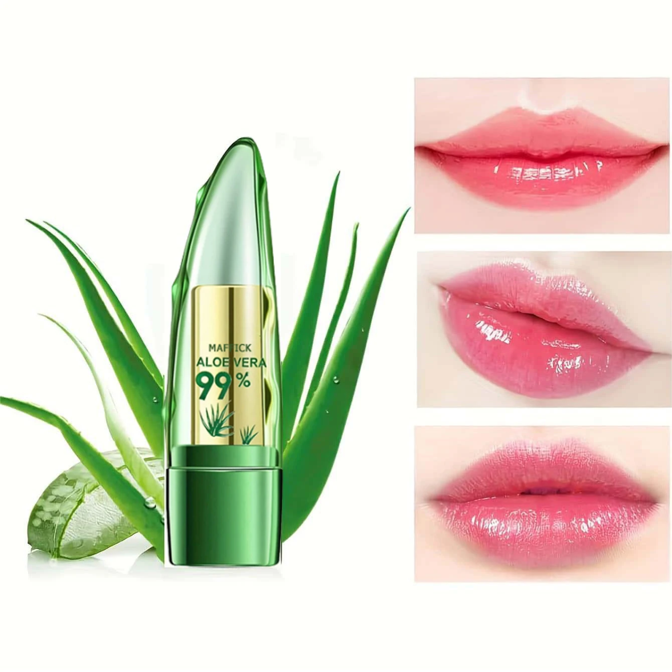 1PC Moisturizing Aloe Vera Lipstick Discoloration Lip Care Nutritious Plumper Lip Balm Magic Cosmetic Makeup Lip Beauty Care