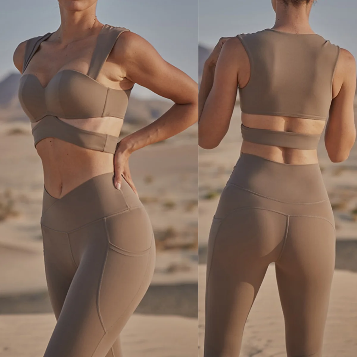 

1/2PCS High Impact Pocket Women Tracksuit Yoga Set Workout Sportswear Gym High Waist Leggings Fitness Sports Bra Suits