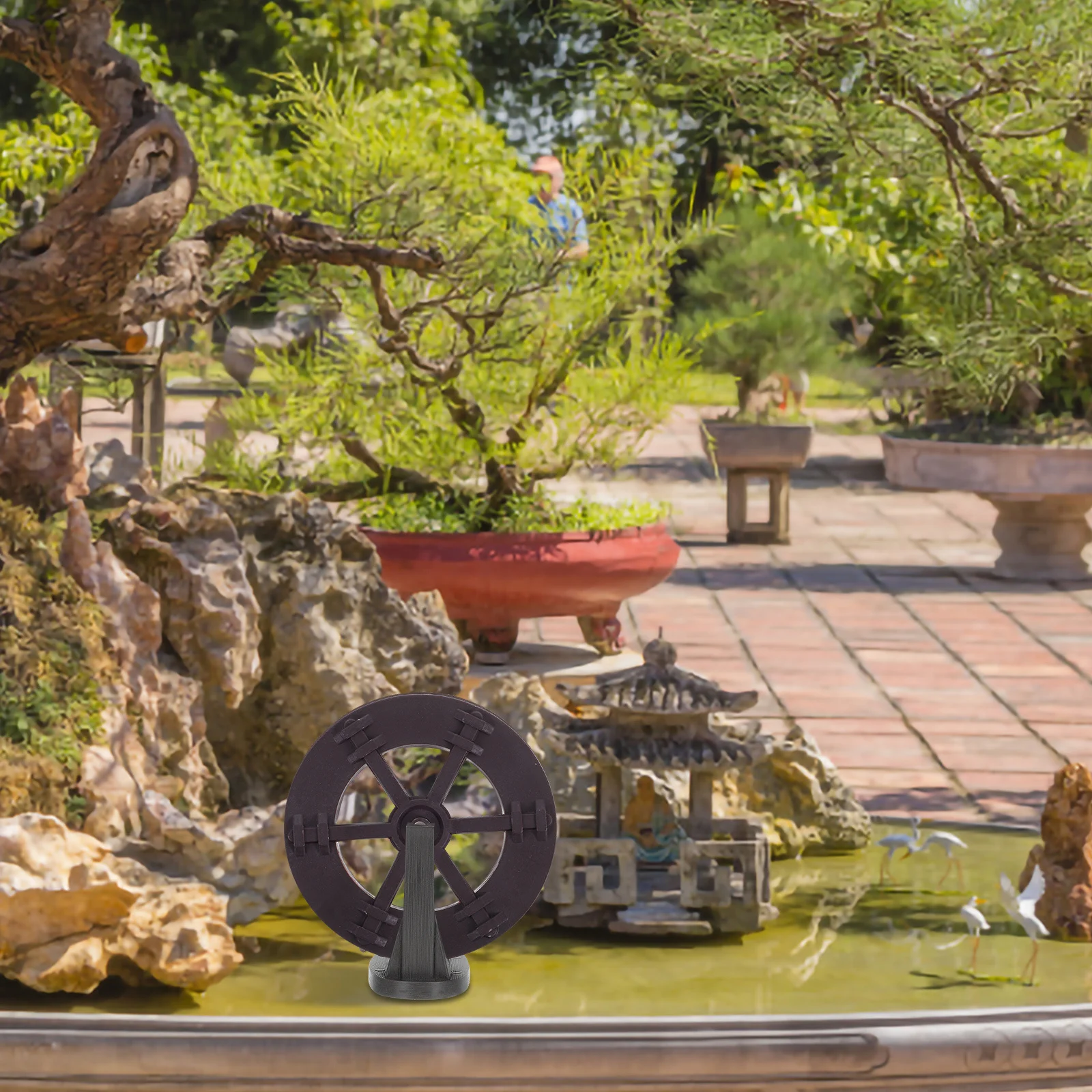 

2Pcs Fengshui Water Wheel Exquisite Mini Simulation Wheel DIY Micro Water Fountain Accessories Scene Layout