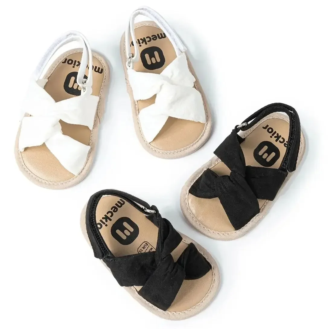 Meckior Baby Boys Girls Sandals Soft Sole Summer Infant Wedding Dress Flat Shoes Beach Sandal Newborn Crib Shoes First Walkers