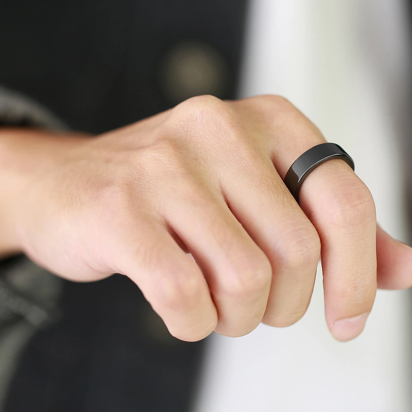 Ntag215 Black Ceramic Smart Ring Compatible with NFC Enabled Phones and Devices Programmable 504 Bytes for Bussiness Card