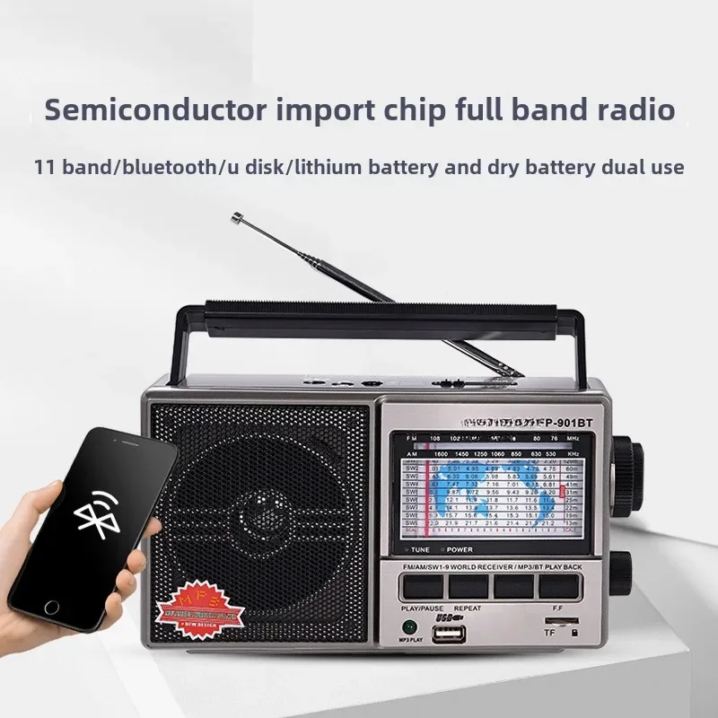 711 portable multi band retro radio FM Bluetooth playback USB card MP3