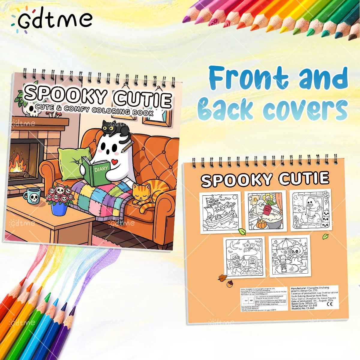 SPOOKY CUTIE كتاب تلوين لطيف ومريح للكبار دوامة ملزمة تخفيف التوتر دهان داي رسم كتاب ألعاب تعليمية للأطفال