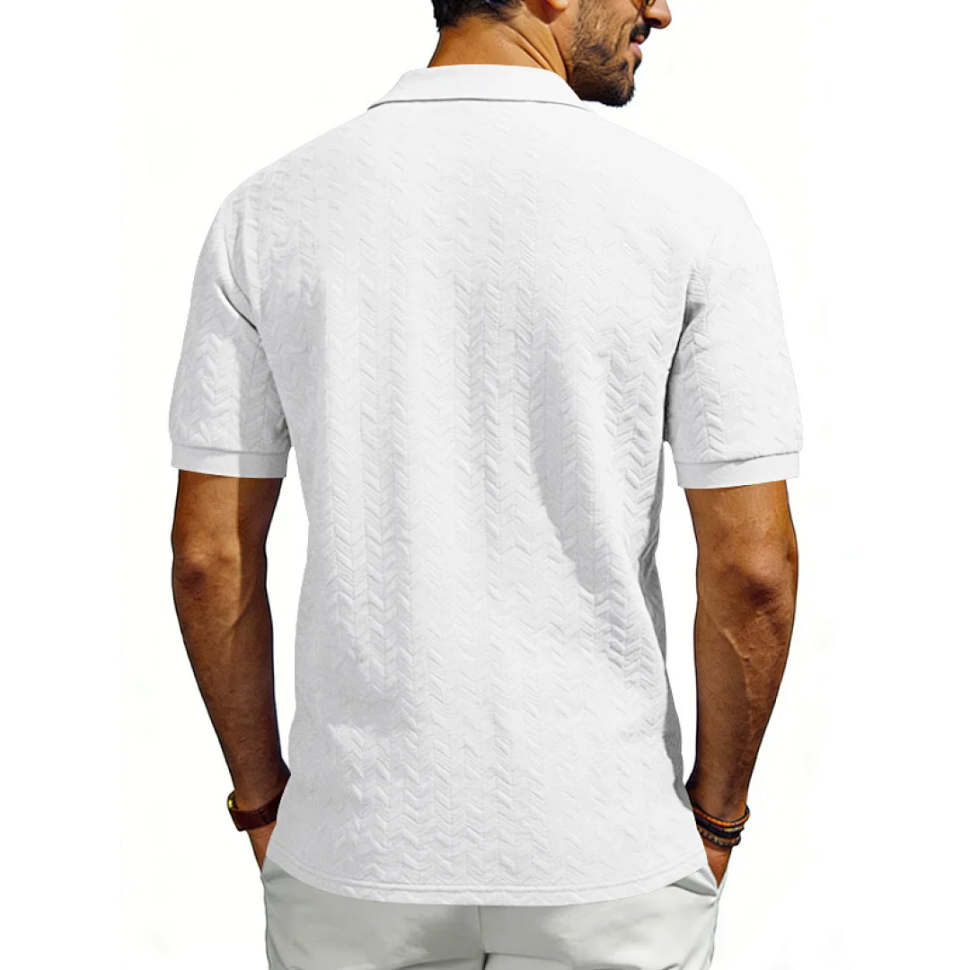 Grenzüberschreitendes Amazon American Heavy-Duty Polo-Shirt mit lockerem Texturmuster, einfarbig, Jacquard, lässig, schlicht, trendig, kurzärmelig – Detail 14