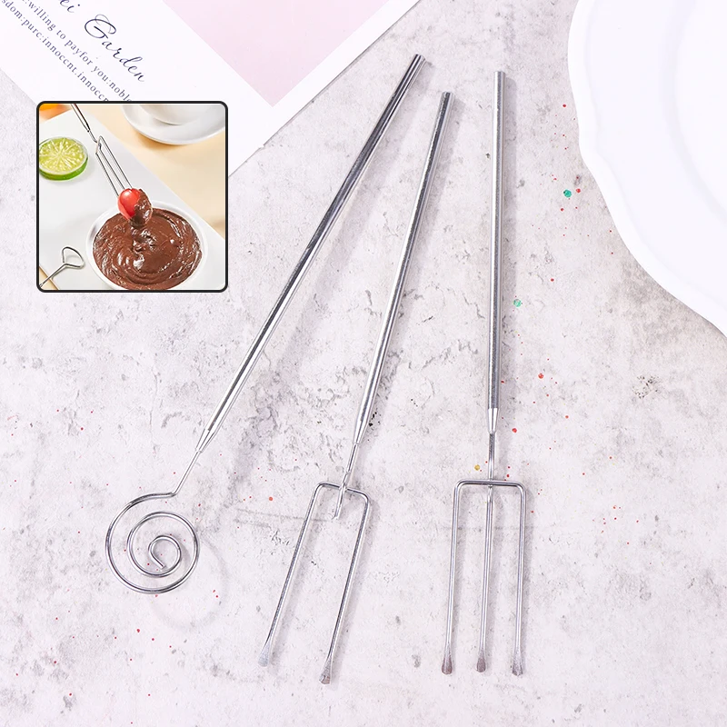 Tenedor de inmersión de dulces de acero inoxidable, Fondue de queso de forma Irregular, tenedor de decoración culinario, herramienta de inmersión de Chocolate con mango largo