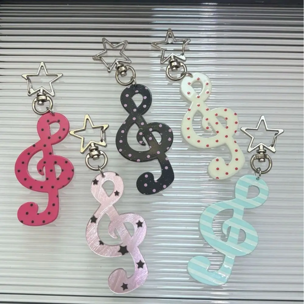 Fashion Cartoon Acrylic Keychain Sweet Shaped Illustration Musical Note Keychain DIY Handbook Kawaii Mobile Phone Pendants