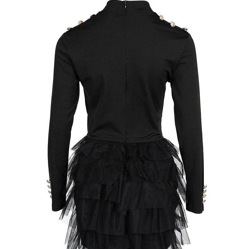 Elegante vestido superior de manga comprida para mulheres novo em camadas plissado borda vestido fofo malha manga comprida festa mini vestido