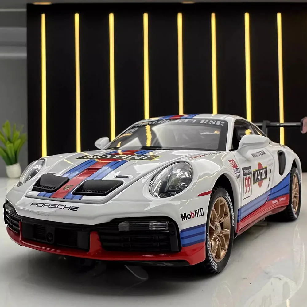 1:32 911 GT3 RSR نموذج سيارة رياضية مصغرة اللعب سبيكة دييكاست المركبات 4 أبواب مفتوحة التراجع ضوء الصوت سيارة خارقة الأولاد الهدايا